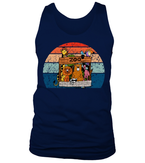 Vintage retro sunset art of zoo funny animals Tank Top Unisex
