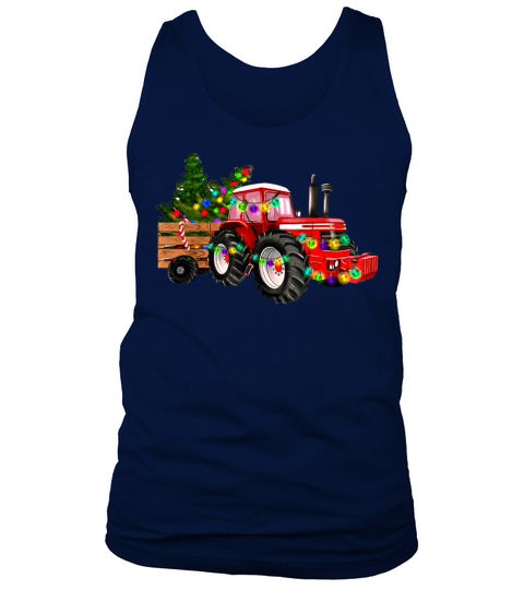 Vintage Tractor Farmer Christmas Tree Xmas Lights Tank Top Unisex