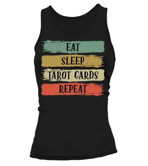 Eat Sleep Retro Vintage Tarot Cards Cartomancy Tank top Woman