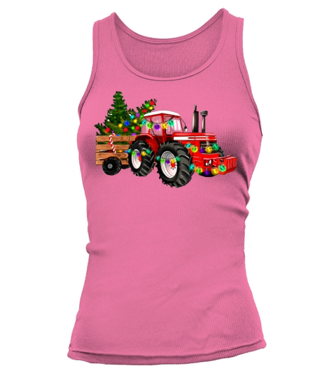 Vintage Tractor Farmer Christmas Tree Xmas Lights Tank top Woman