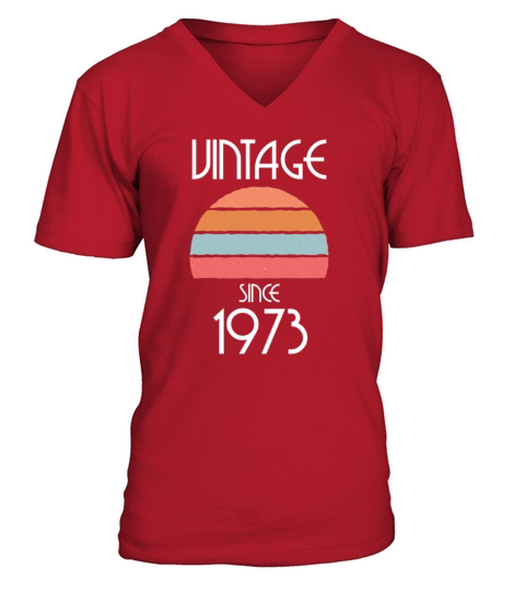 1973 Vintage born in Retro age Birthday gift idea V-Neck T-shirt
