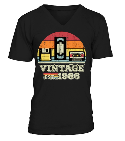 37 Year Old Vintage 1986 37th Birthday Gift V-Neck T-shirt