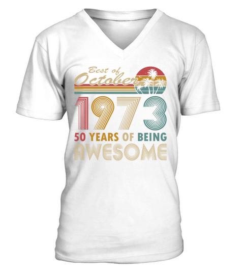 50th birthday vintage 1973 best of 1973 V-Neck T-shirt