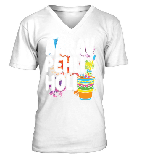 Aarav Pehli Holi Hinduism Buddhist Holi Festival V-Neck T-shirt