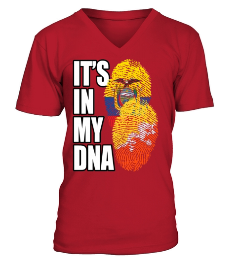Bhutanese And Dominican Mix Heritage DNA Flag V-Neck T-shirt