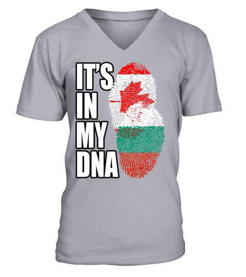 Bulgarian And Canadian Mix Heritage DNA Flag V-Neck T-shirt