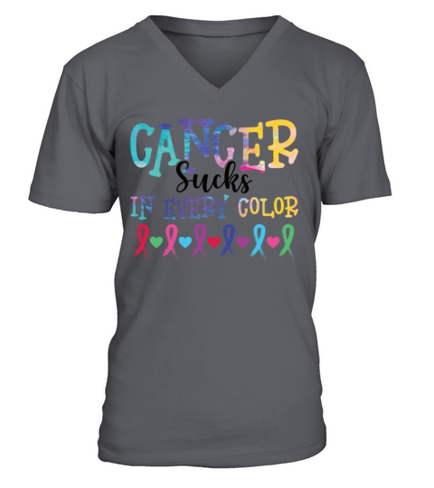 Cancer Sucks In Every Color Awareness V-Neck T-shirt