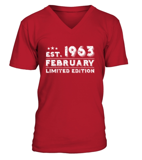 Est February 1963 - Birthday Present - Vintage V-Neck T-shirt