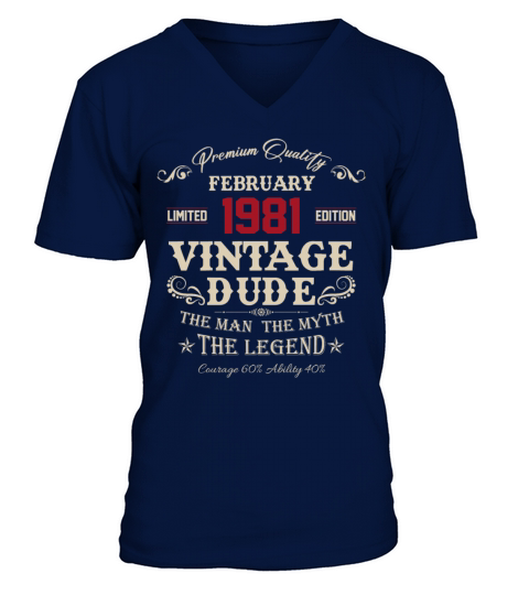 February 1981 Vintage Birthday Present V-Neck T-shirt