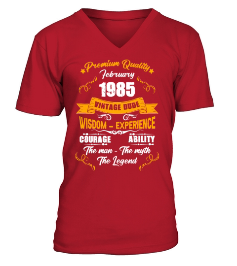 February 1985 Vintage Birthday Present V-Neck T-shirt