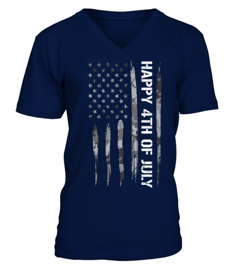 Happy 4th Of July - American Flag V-Neck T-shirt