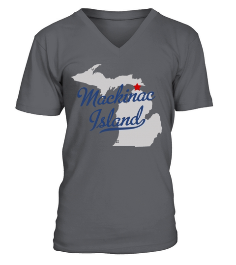 Mackinac Island Map V-Neck T-shirt