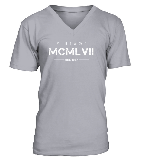 Vintage Born In 1957 Roman Numerals 65th V-Neck T-shirt