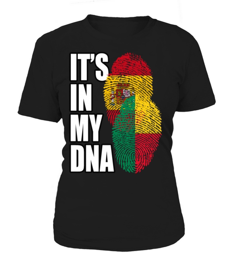 Beninese And Spaniard Mix Heritage DNA Flag Women's T-Shirt