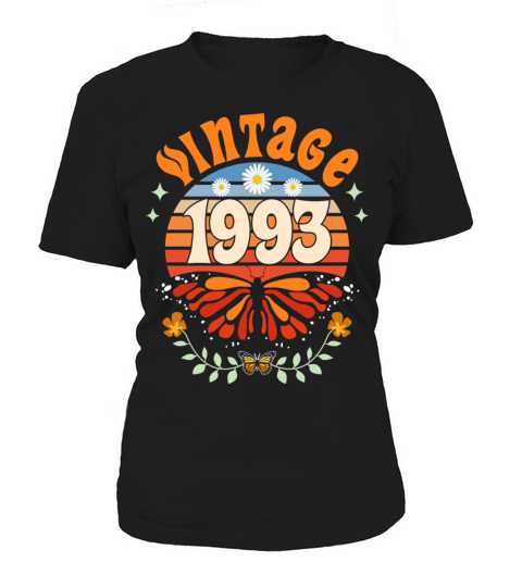 Retro Butterfly 30 Years Woman 1993 30th Birthday Women's T-Shirt