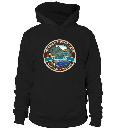 Acadia National Park Maine Retro Cadillac Mountain Hoodie Unisex
