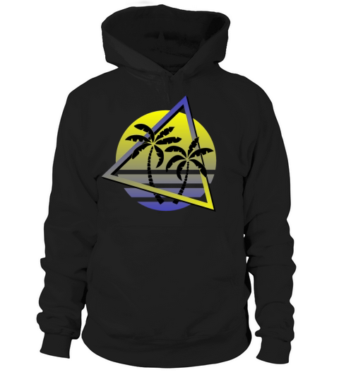 Retro 80s Synthwave Palms Sunset Design Hoodie Unisex