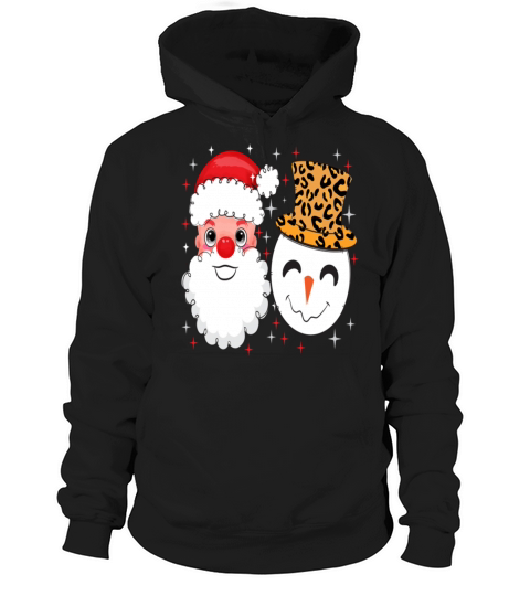 Santa and Snowman Leopard Sparkle Hoodie Unisex
