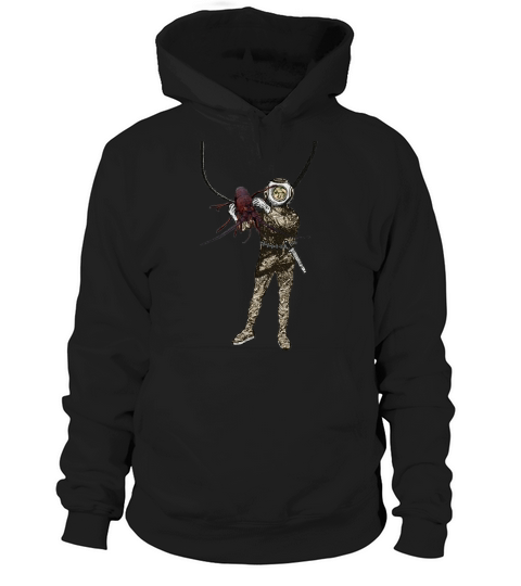 Vintage Helmet Diver Holding a Lobster Underwater Hoodie Unisex