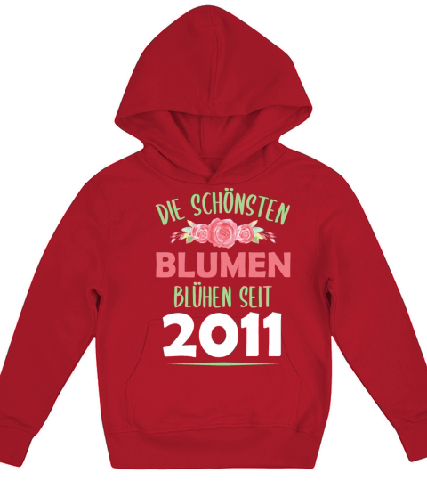Born In 2011 Flowers Saying Birthday Gift Kids Hoodie