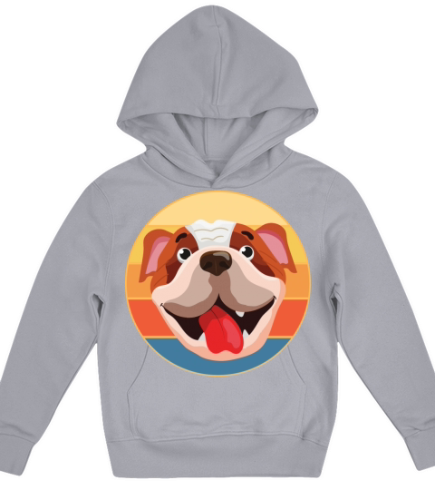 Bulldog Dog Breed Vintage Retro Sunset Kids Hoodie