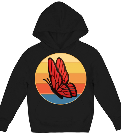 Cute Butterfly Retro Sunset Vintage Animal Insect Kids Hoodie