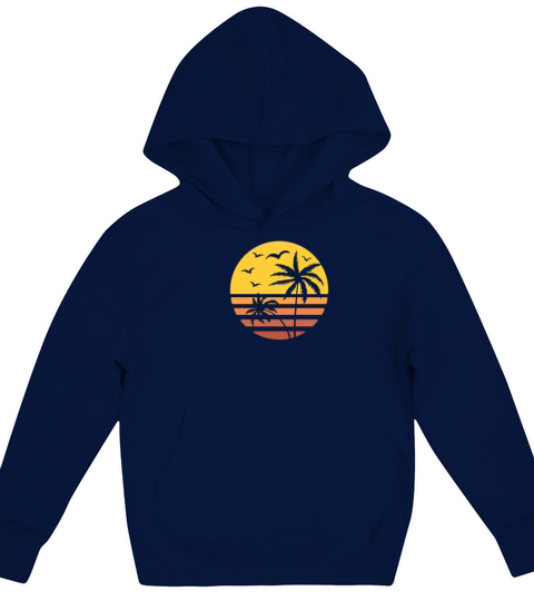 Palm Tree Beach Sunset Retro and Vintage Design Kids Hoodie