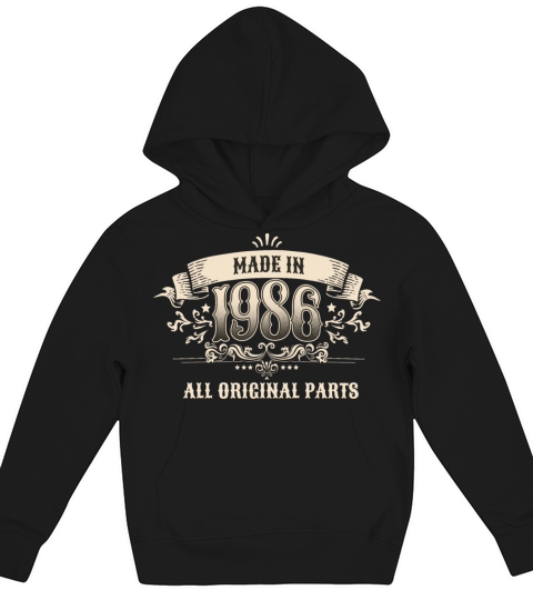 Retro Vintage Birthday Made 1986 Original Parts Kids Hoodie