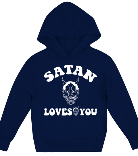 Satan Loves You Vintage Retro Text Kids Hoodie