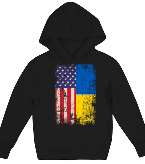 Ukrainian American Flag Ukraine USA Roots Kids Hoodie