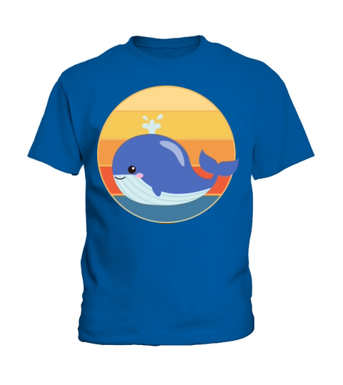 Cute Kawaii Whale Retro Sunset Vintage Ocean Kids T-Shirt