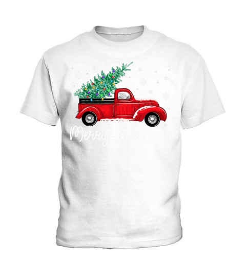 Vintage Red Truck With Merry Christmas Tree Kids T-Shirt