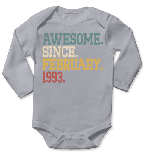 30th birthday awesome since vintage february 1993 Long Sleeve Baby One-Piece