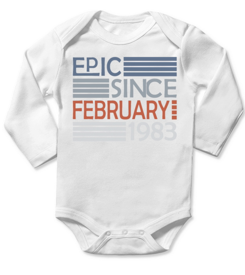 40th birthday epic since vintage february 1983 Long Sleeve Baby One-Piece