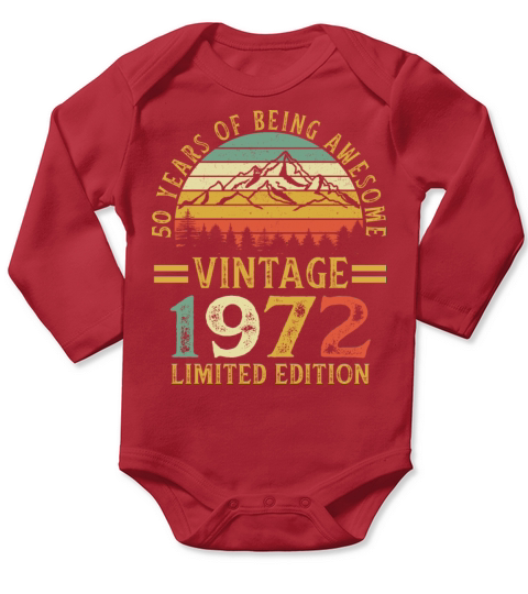 50 Years of Being Awesome Vintage 1972 Long Sleeve Baby One-Piece