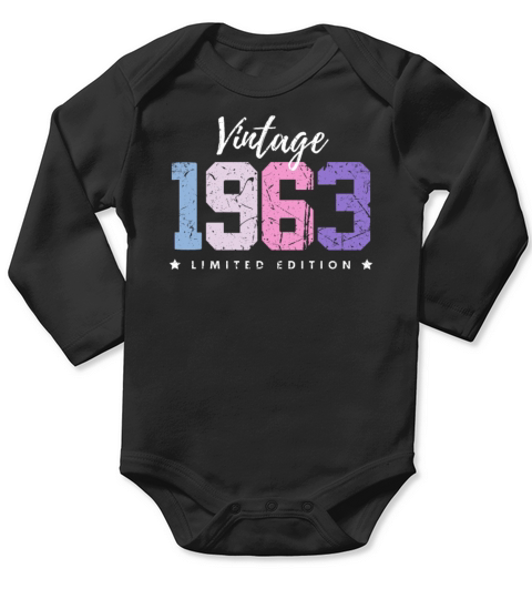 60 Years Vintage 1963 Retro 60th Birthday Long Sleeve Baby One-Piece