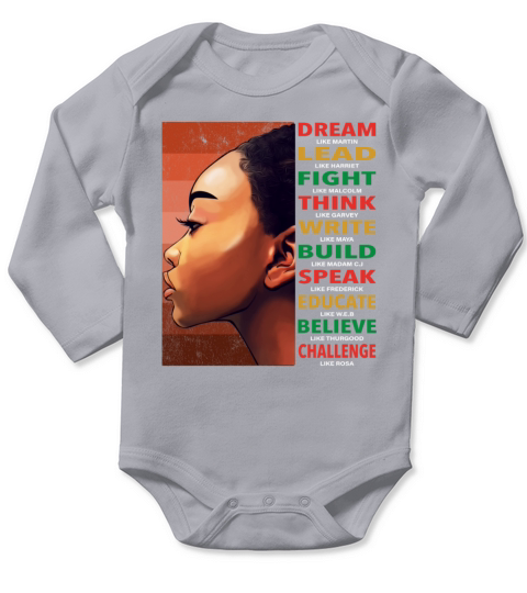 African American Black History Month Long Sleeve Baby One-Piece