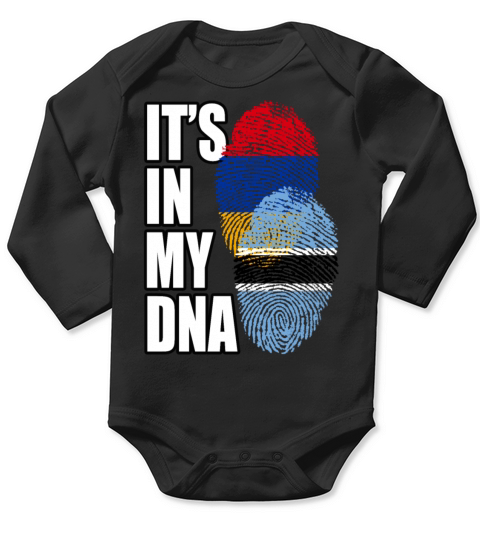 Botswana And Armenian Mix Heritage DNA Flag Long Sleeve Baby One-Piece