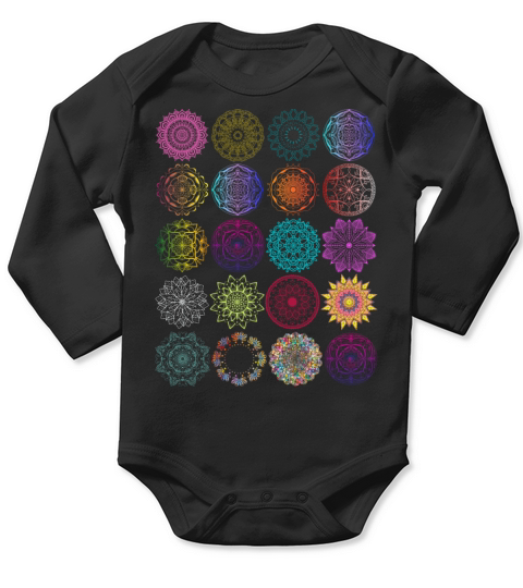 Color Mandala Sarlimak Patchwork Graphic Pattern Long Sleeve Baby One-Piece