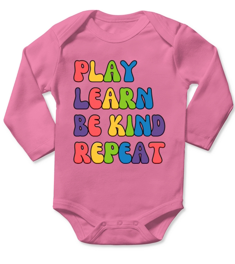 Colorful Play Learn Be Kind Repeat Unity Day Long Sleeve Baby One-Piece