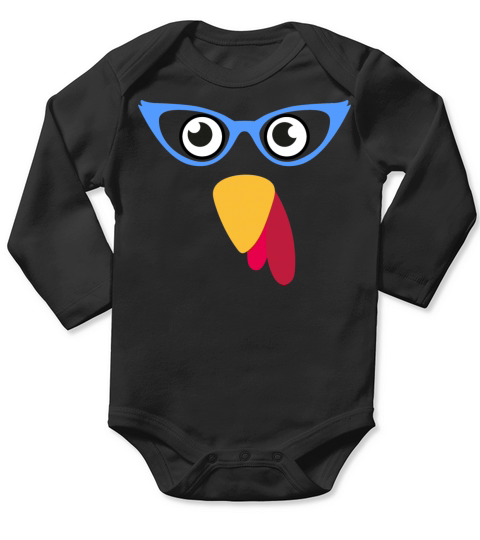 Cool Turkey Face With Sunglasses Funny Thanksgivin Long Sleeve Baby One-Piece