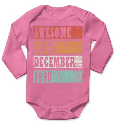 December 1990 birthday greeting retro design Long Sleeve Baby One-Piece
