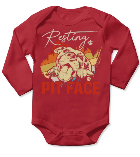 Dog Pitbull Resting Pit Face Vintage Funny Dog Lov Long Sleeve Baby One-Piece