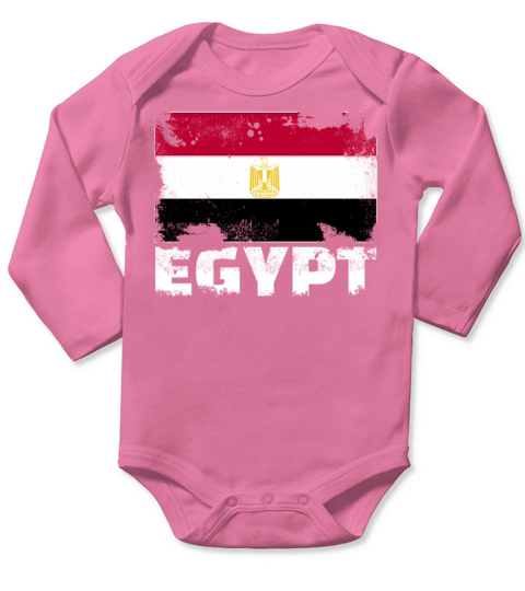 Egypt Flag Vintage Distressed Egyptian Grunge Trav Long Sleeve Baby One-Piece