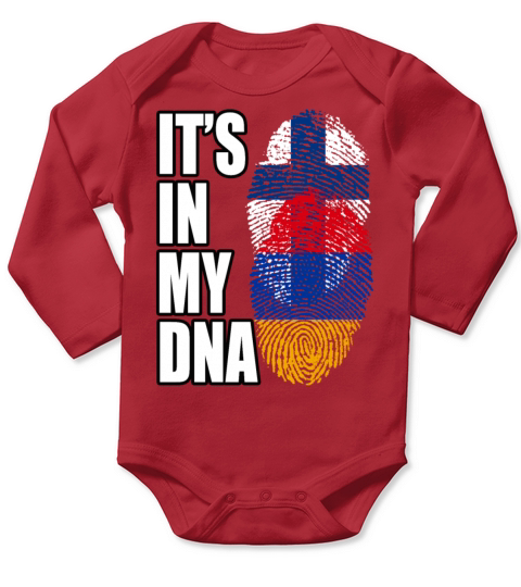 Finland And Armenian Mix Heritage DNA Flag Long Sleeve Baby One-Piece