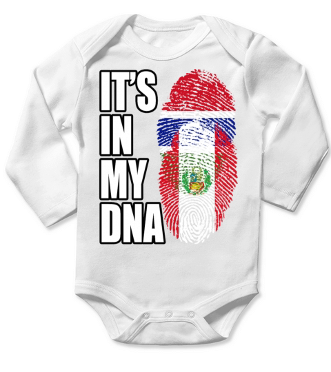 Gambian And Peruvian Mix Heritage DNA Flag Long Sleeve Baby One-Piece
