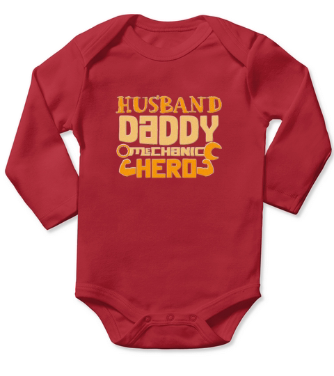 Husband Daddy Mechanic Hero Father Dad Vintage Long Sleeve Baby One-Piece
