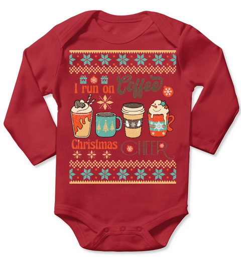 I run on coffee and christmas cheer sublimation Long Sleeve Baby One-Piece