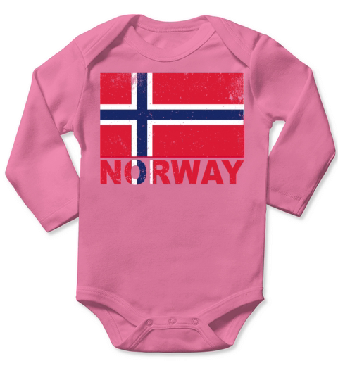 Norway Flag Vintage Scandinavian Origin Nationalit Long Sleeve Baby One-Piece
