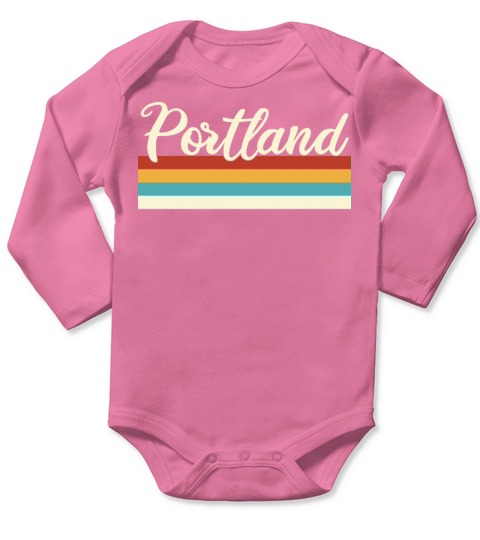 Portland - Oregon - Retro - Vintage United States Long Sleeve Baby One-Piece